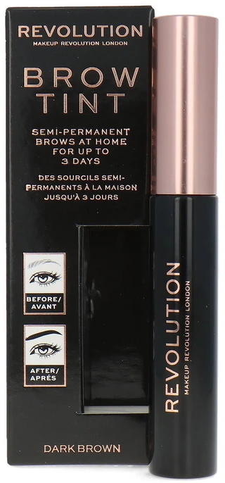 „Makeup Revolution Brow Tint“ antakių gelis, tamsiai rudas, 6 ml