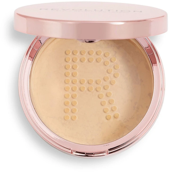 „Makeup Revolution Conceal & Fix“ veganiška birių, fiksuojančių pudrų rinkinys, vidutinio dydžio, geltona, 13 g
