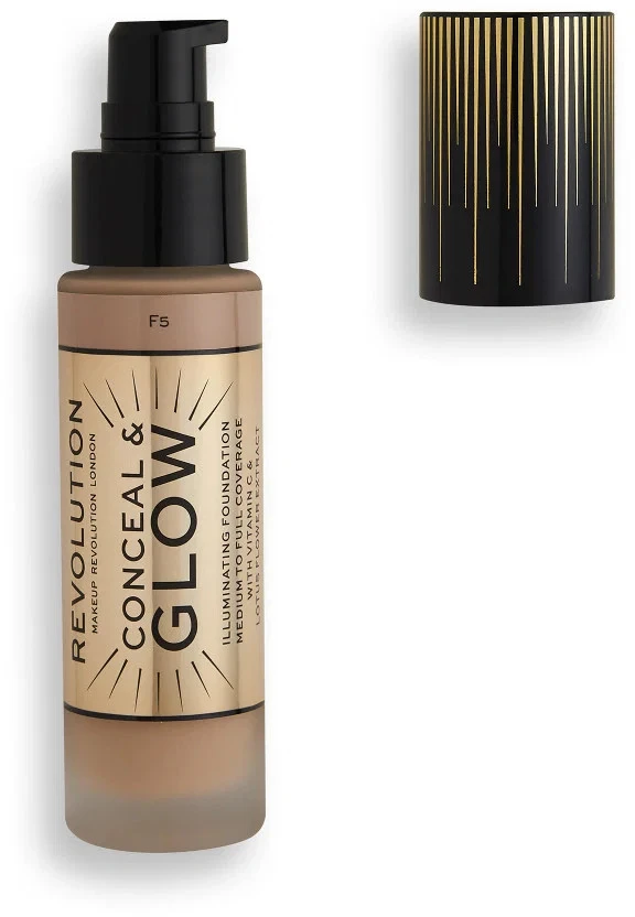 „Makeup Revolution Conceal & Glow Illuminating Kreminis Foundation“ makiažo pagrindas F5, 23 ml