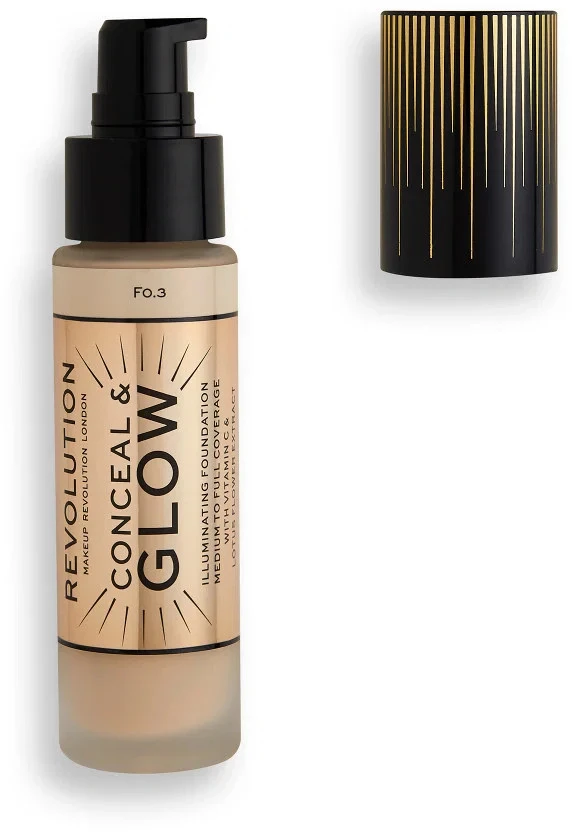„Makeup Revolution Conceal & Glow Illuminating Kreminis Foundation“ makiažo pagrindas F3, 23 ml