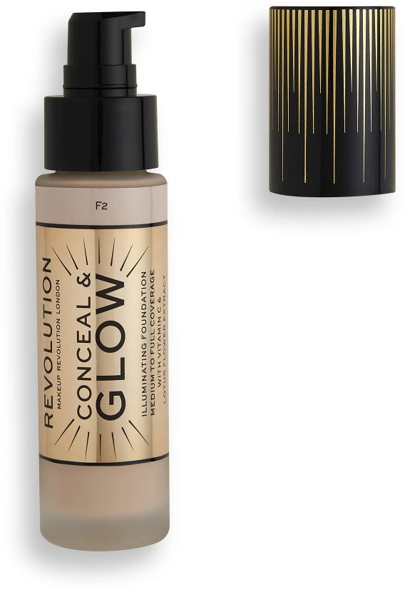 „Makeup Revolution Conceal & Glow Illuminating Kreminis Foundation“ makiažo pagrindas F2, 23 ml