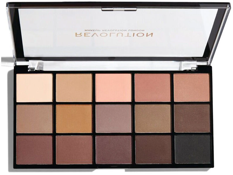 „Makeup Revolution Reloaded Palette“ akių šešėlių paletė, matiniai atspalviai, 15 vnt.