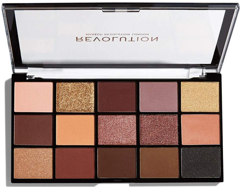 „Makeup Revolution The Reloaded“ akių šešėlių paletė, „Velvet Rose“, 15 atspalvių, 16,5 g