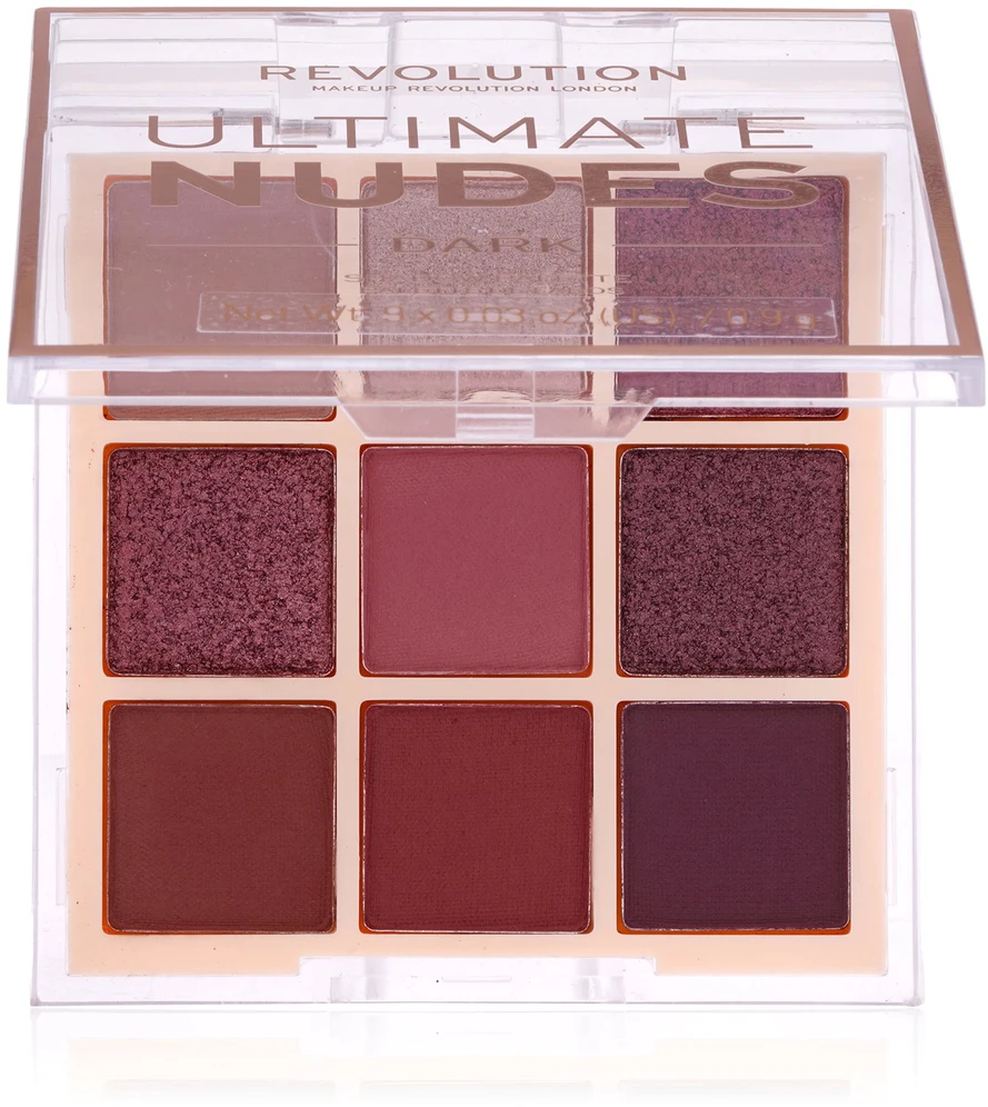 „Makeup Revolution Ultimate Nudes“ akių šešėlių paletė, tamsi, 9 atspalviai, 8,1 g
