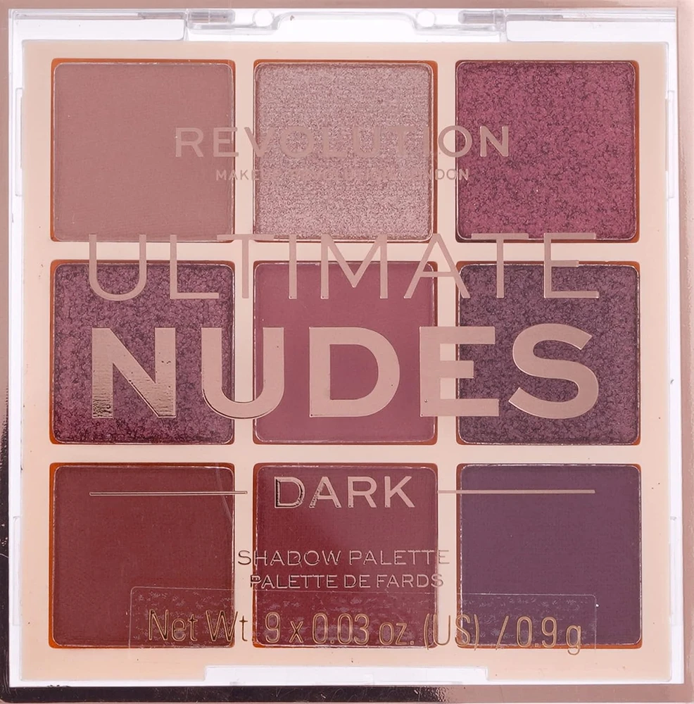 „Makeup Revolution Ultimate Nudes“ akių šešėlių paletė, tamsi, 9 atspalviai, 8,1 g
