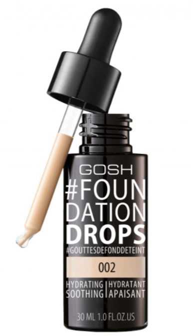 makiažo pagrindas Gosh Foundation Drops Hydrating Spf10 002 Ivory 30ml