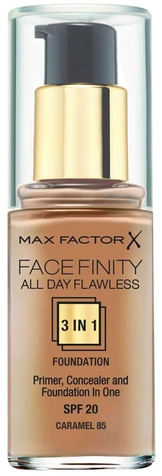 „Max Factor Face Finity All Day Flawless Kreminis“ makiažo pagrindas, 85 karamelės SPF 20, 30 ml