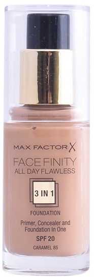 "Max Factor Facefinity 3 in 1" makiažo bazė, maskuoklis ir makiažo pagrindas Spf20 85 Caramel 30ml