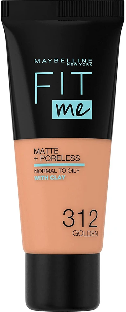 „Maybelline Fit Me Matte + Poreless“ skystas makiažo pagrindas, 312 Golden, 30 ml