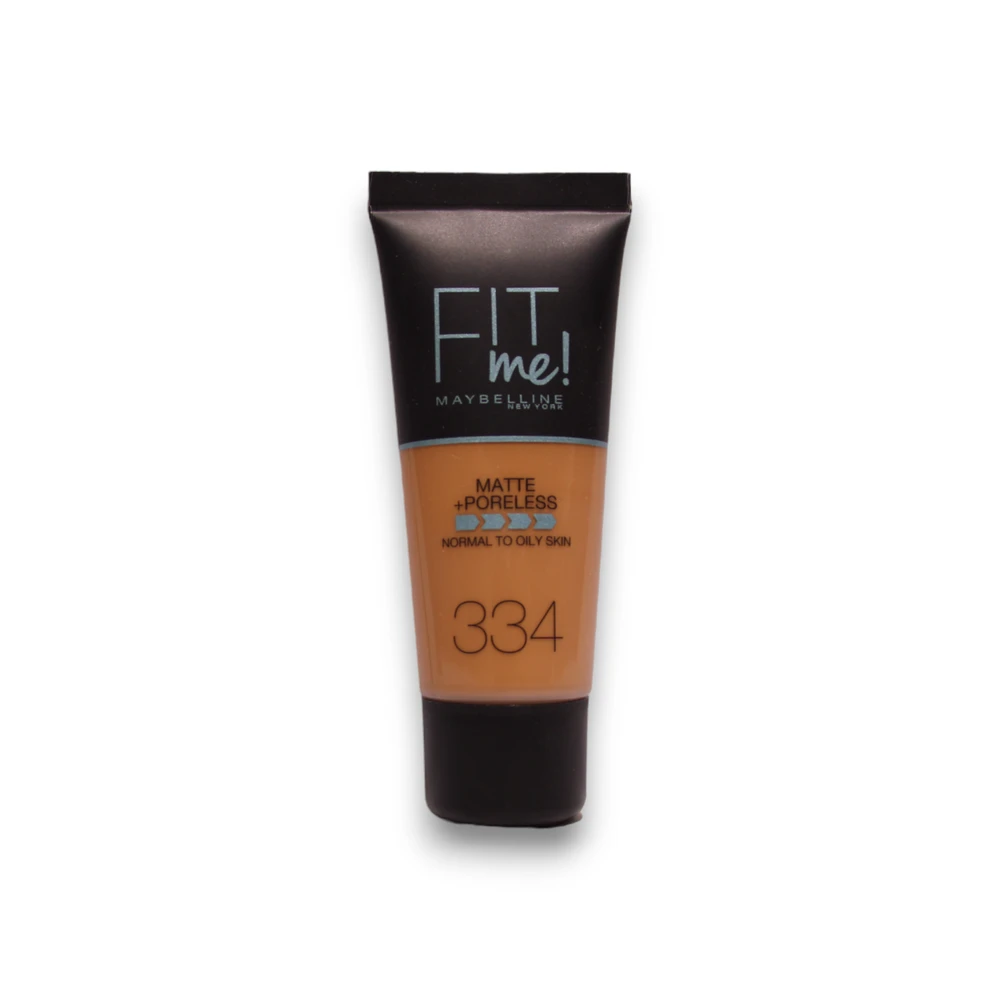 „Maybelline Fit Me Matte + Poreless“ skystas makiažo pagrindas, 334 „Warm Tan“, 30 ml
