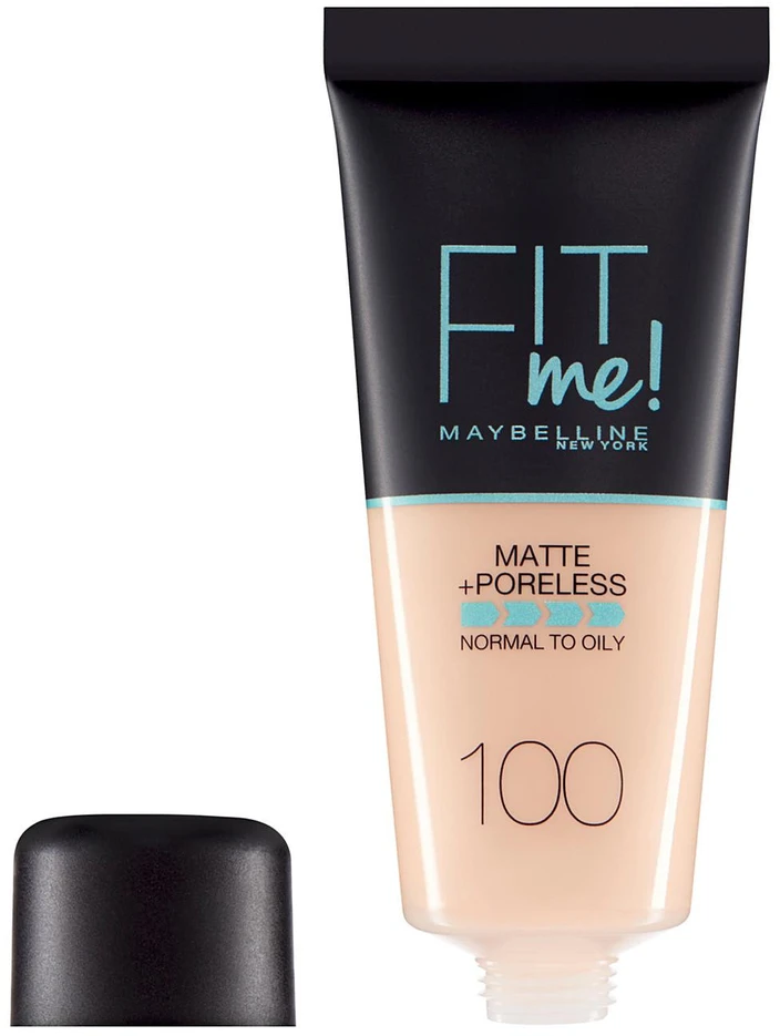 „Maybelline Fit Me Matte + Poreless“ skystas makiažo pagrindas, 100 „Warm Ivory“, 30 ml