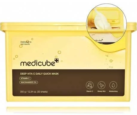 Medicube Deep Vita C Daily Quick Mask skaistinančių lakštinių veido kaukių rinkinys, 30 vnt.