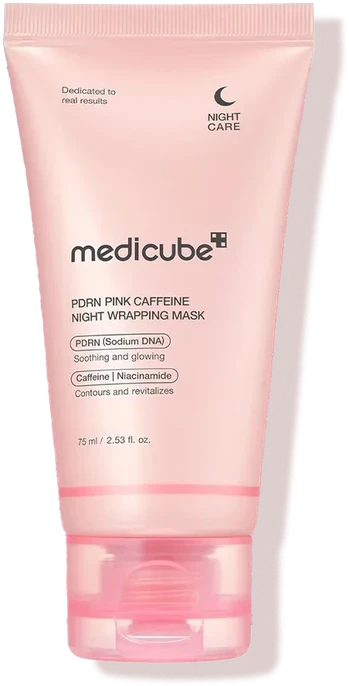 Medicube Pdrn Rožinė Caffeine Night Wrapping Mask atkuriamoji naktinė kaukė 75ml