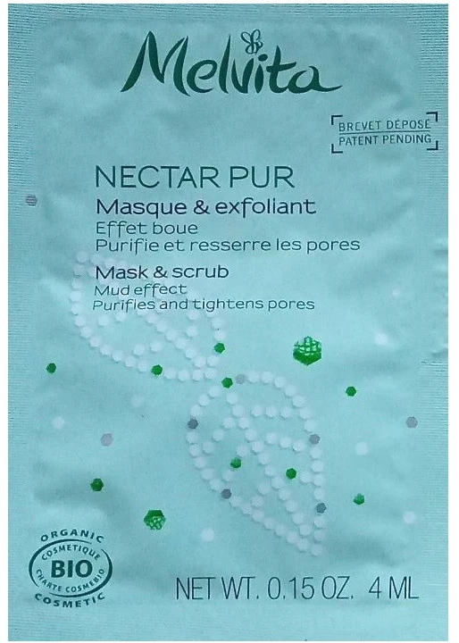 Melvita, Nectar Pur, ekologiška, poras sutraukianti, šveičiamoji veido kaukė, 4 ml *Mėginys