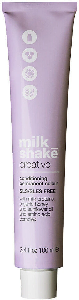 „Milk Shake Creative“ ilgalaikiai plaukų dažai be SLS/SLES, 6.616RA pelenų raudonos spalvos tamsiai blondinė, 100 ml