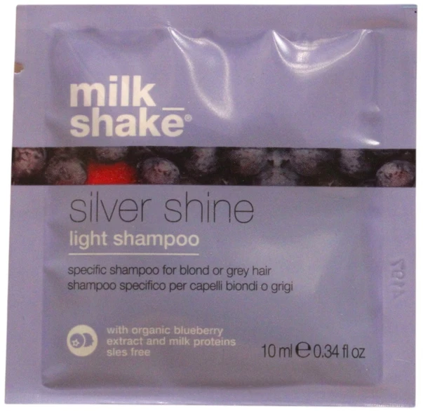 Milk Shake, Sidabrinis Shine Light, Sulfates-Free, Hair Šampūnas, For Neutralisation Of Geltona Tones, 10 ml