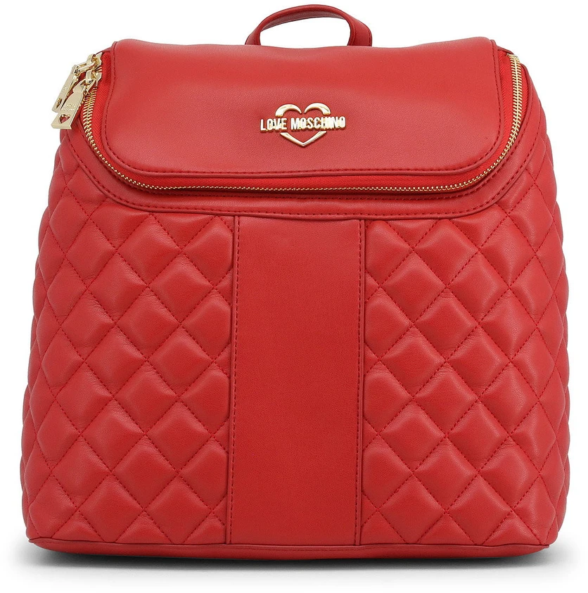 Moschino, Love, dirbtinės odos, tekstilinė kuprinė, Raudona, 2 kišenės, moterims