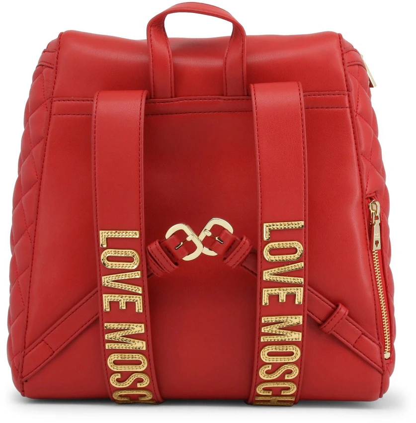 Moschino, Love, dirbtinės odos, tekstilinė kuprinė, Raudona, 2 kišenės, moterims