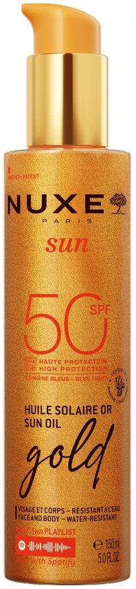 „Nuxe Sun“ itin stiprios apsaugos auksinis aliejus nuo saulės SPF50, 150 ml