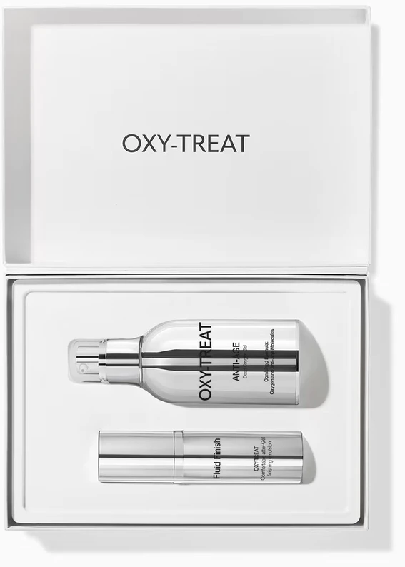 „Oxy-Treat“ senėjimą stabdantis rinkinys Labo: „Oxy-Treat“ senėjimą stabdantis gelis veidui, 50 ml + „Oxy-Treat“ senėjimą stabdanti emulsija veidui, 15 ml