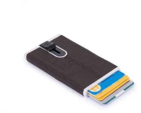 Piquadro, Juodas Square, Odinis vizitinių kortelių dėklas, Kvadratinė slankiojanti sistema, PP4825B3R-TM, Ruda, Vyrams