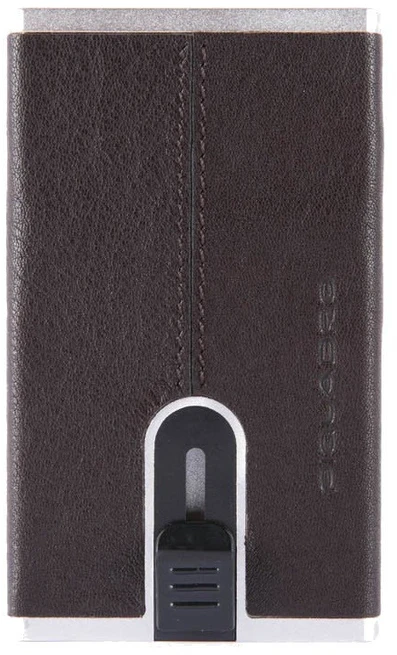 Piquadro, Juodas Square, Odinis vizitinių kortelių dėklas, Kvadratinė slankiojanti sistema, PP4825B3R-TM, Ruda, Vyrams