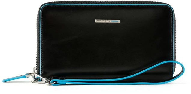 Piquadro, Mėlyna Square, Leather Wallet, Juodas, For Women