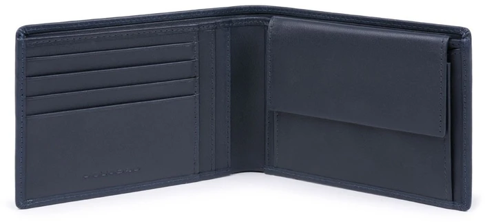 Piquadro, Obidos, Leather Wallet, Coin Holder, Mėlyna, For Men