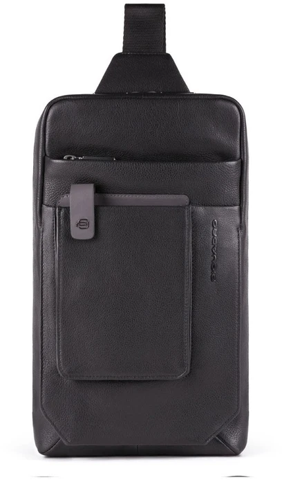 Piquadro, Tallin, Leather Bag, Mono Sling, Juodas, For Men, 20 x 33 x 5 cm