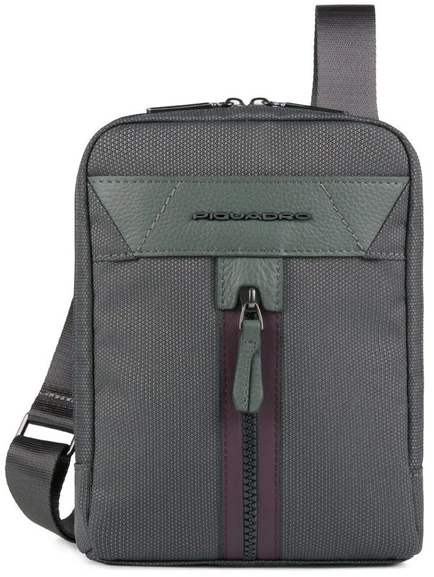Piquadro, Trakai, Shoulder Bag, Textile Crossbody Bag, Žalias, 16 x 22 x 4 cm, For Men