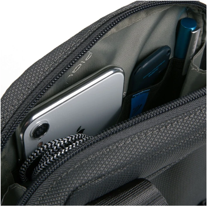 Piquadro, Trakai, Shoulder Bag, Textile Crossbody Bag, Žalias, 16 x 22 x 4 cm, For Men