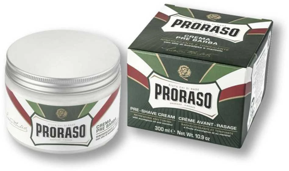 Proraso Green Line Pre-Shave Cream Gaivinantis kremas prieš skutimąsi su eukaliptu, 300 ml