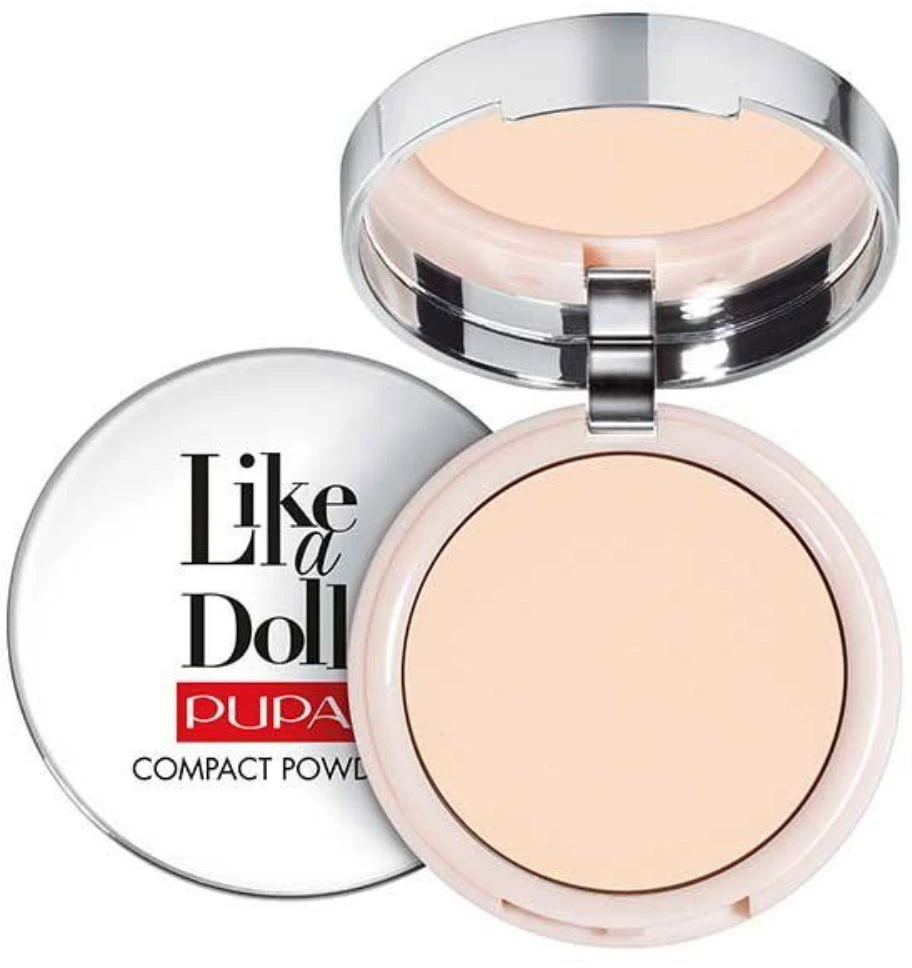„Pupa“, „Like A Doll“, be parabenų, skaidri, kompaktiška pudra, 01, šviesiai ruda, 9 g *Mėginė pakuotė