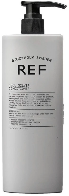 Ref Stockholm REF Cool Sidabrinis plaukų kondicionierius be sulfatų, neutralizuojantis šiltus atspalvius, 750 ml
