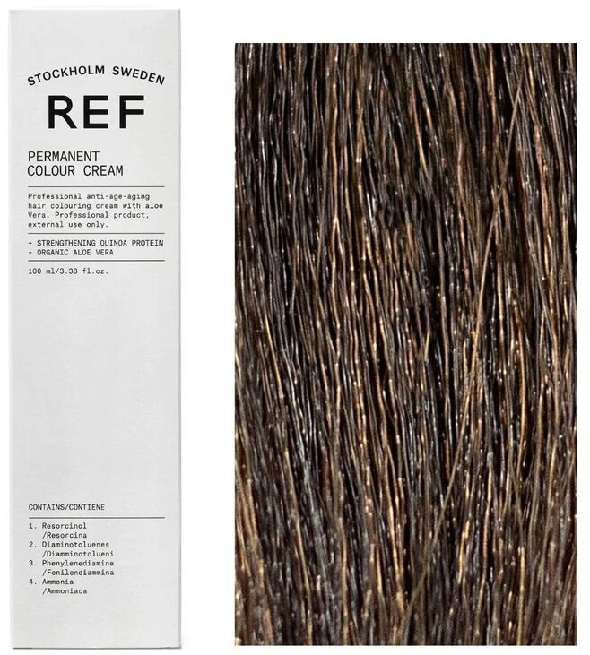Ref Stockholm REF Permanent Colour Vegan Permanent Hair Dye 6.31 Dark Golden Ash Skirtas šviesiems plaukams, 100 ml