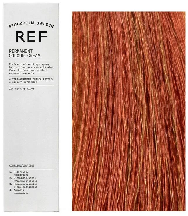 Ref Stockholm REF Permanent Colour Vegan Permanent Hair Dye 8.46 Intense Copper Raudona Light Skirtas šviesiems plaukams, 100 ml