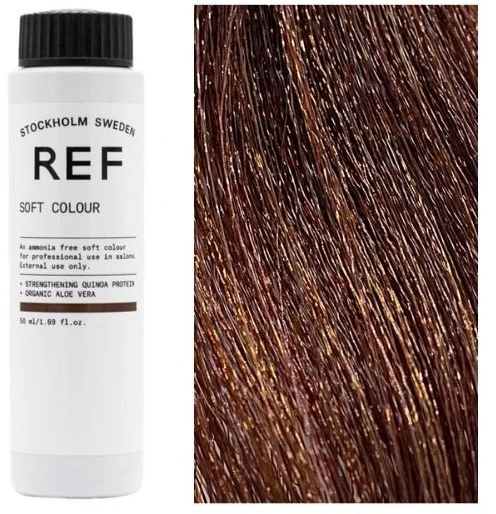Ref Stockholm REF Soft Colour Vegan Demi-Permanent Hair Dye 7.53 Mahogany Golden Skirtas šviesiems plaukams, 50 ml