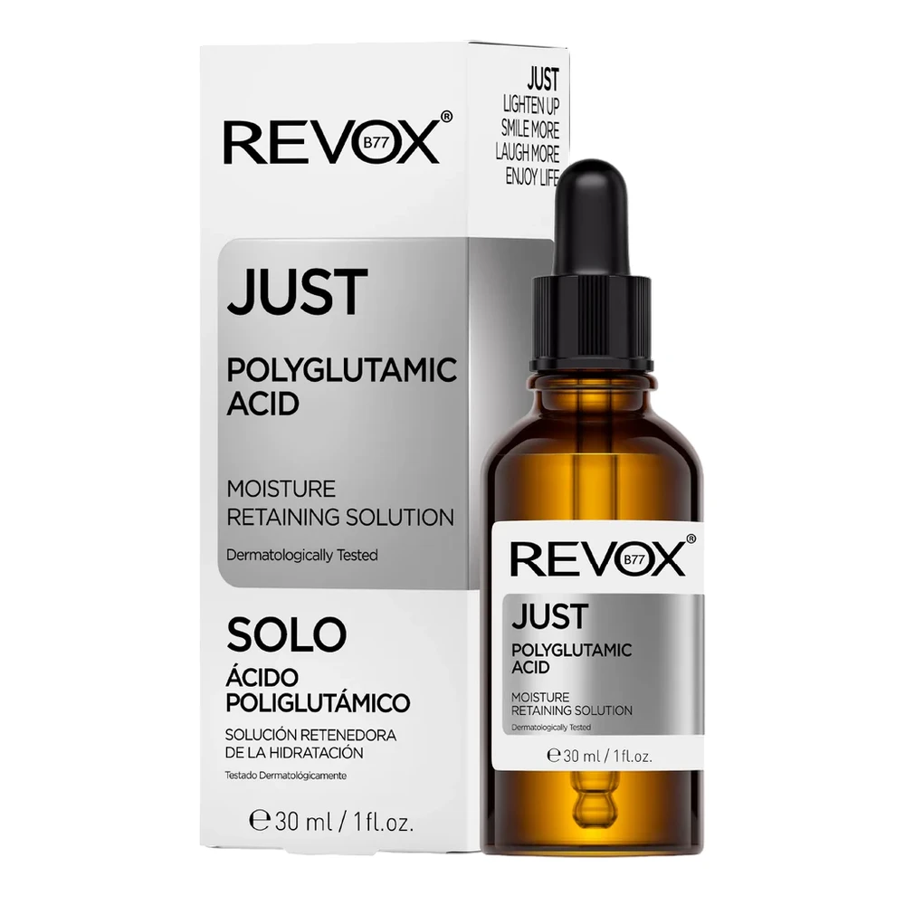 „Revox B77 Just“ poliglutamino rūgšties drėkinamasis serumas veidui ir kaklui, 30 ml