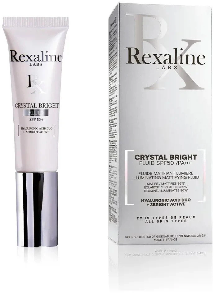 "Rexaline Crystal Bright Fluid Spf50" Apsaugantis nuo saulės maitinamasis veido skystis 30ml