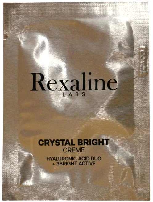 „Rexaline“, „Crystal Bright“, hialurono rūgštis + 3 aktyviosios medžiagos, švytėjimo suteikiantis, kreminis, veidui, 2 ml *mėginėlis