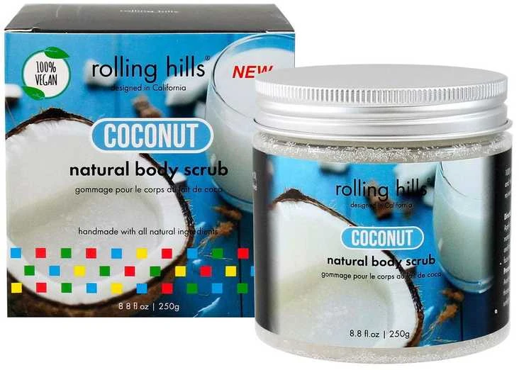 „Rolling Hills“ kokosų kūno šveitiklis, šalinantis nešvarumus, 250 g