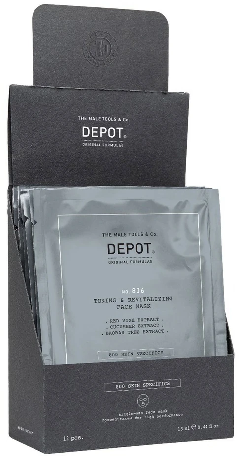 Set Depot 800 Skin Specifics No. 806 Hialurono rūgšties tonizuojanti ir gaivinanti veido kaukė, 12 vnt., 13 ml