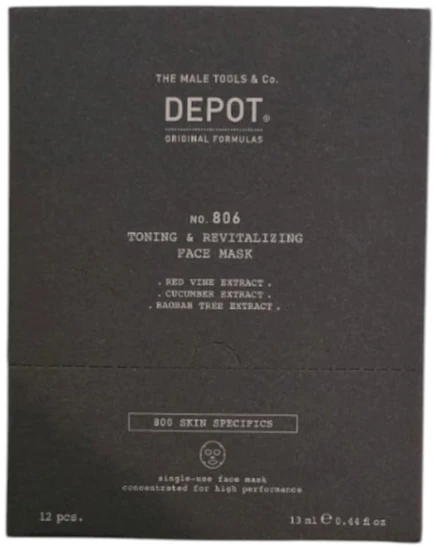Set Depot 800 Skin Specifics No. 806 Hialurono rūgšties tonizuojanti ir gaivinanti veido kaukė, 12 vnt., 13 ml