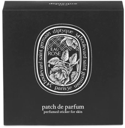 „Diptyque Eau Rose - Patch De Parfum“ kūno lipdukų rinkinys, kvepiantys gėlių aromatai odai, juodas, 5 vnt.