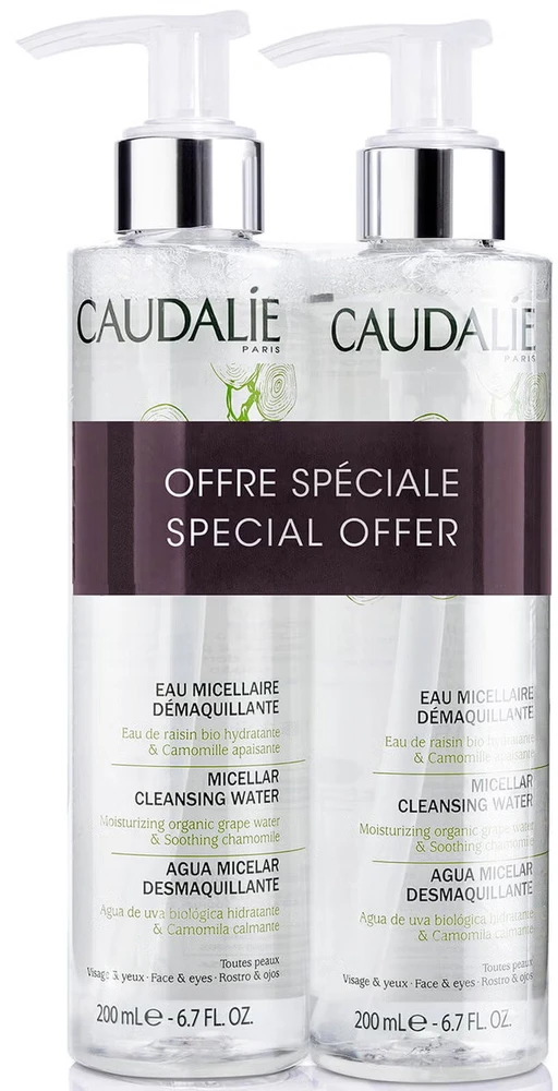 Rinkinys „Duo Caudalie Caudalie Cleansing Micellar Vanduo“ visiems odos tipams, 2 vnt., 200 ml
