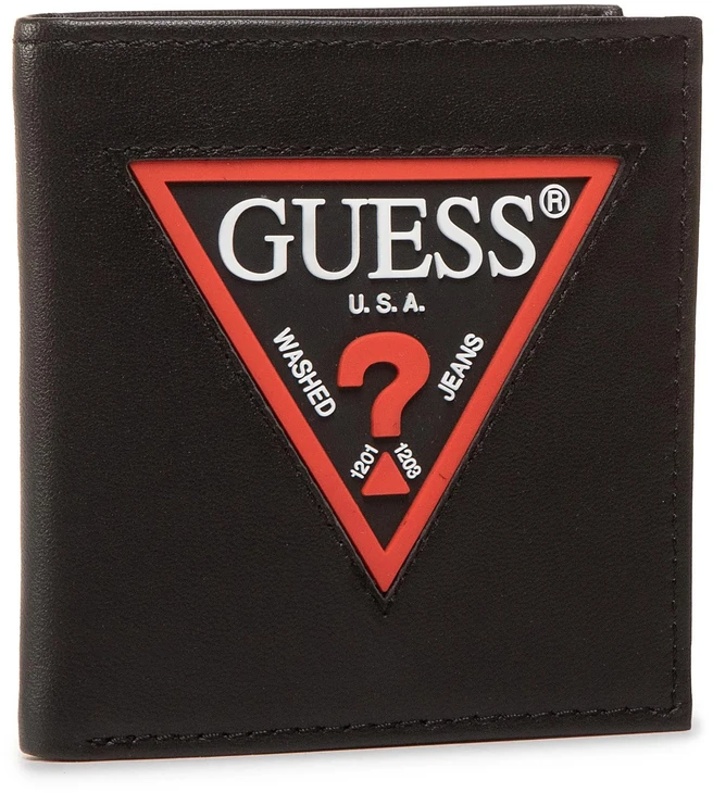 Set Guess: Guess, Leather Keyring, Juodas + Daelon, Leather Wallet, Small Billfold, Raudona/Juodas, For Men