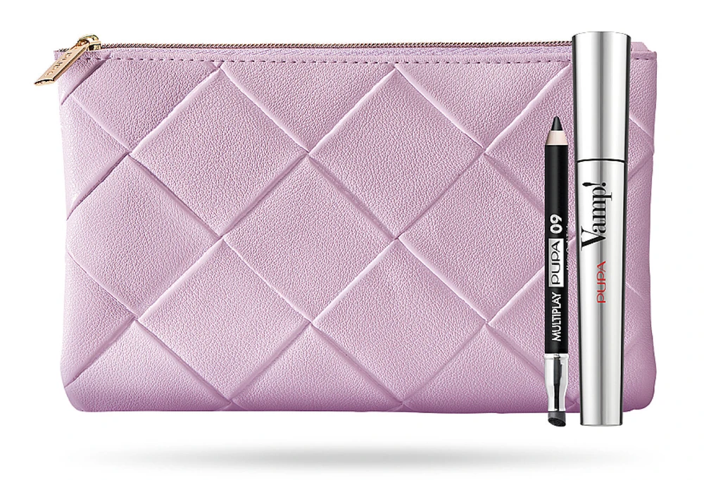 Set Pupa: Vamp! Paraben-Free Extra Volume Blakstienų tušas 100 Juodas, 9 ml + Multiplay Double-Ended Eyeshadow & Kajal Akių apvadas 2-In-1 09 Deep Juodas 1.2 g