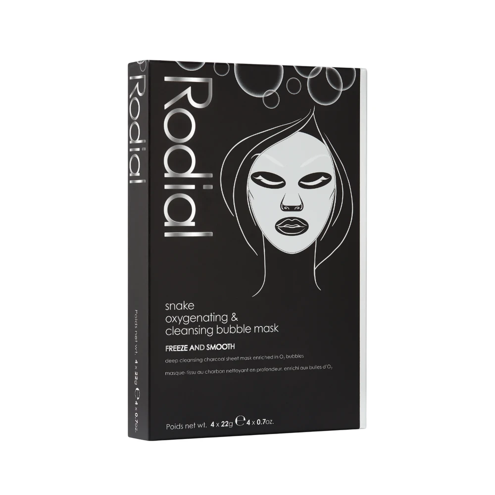 Rodial Snake Bubble Mask Set deguonies suteikiančių ir valančių burbulinių lakštinių veido kaukių rinkinys, 4 x 22 g