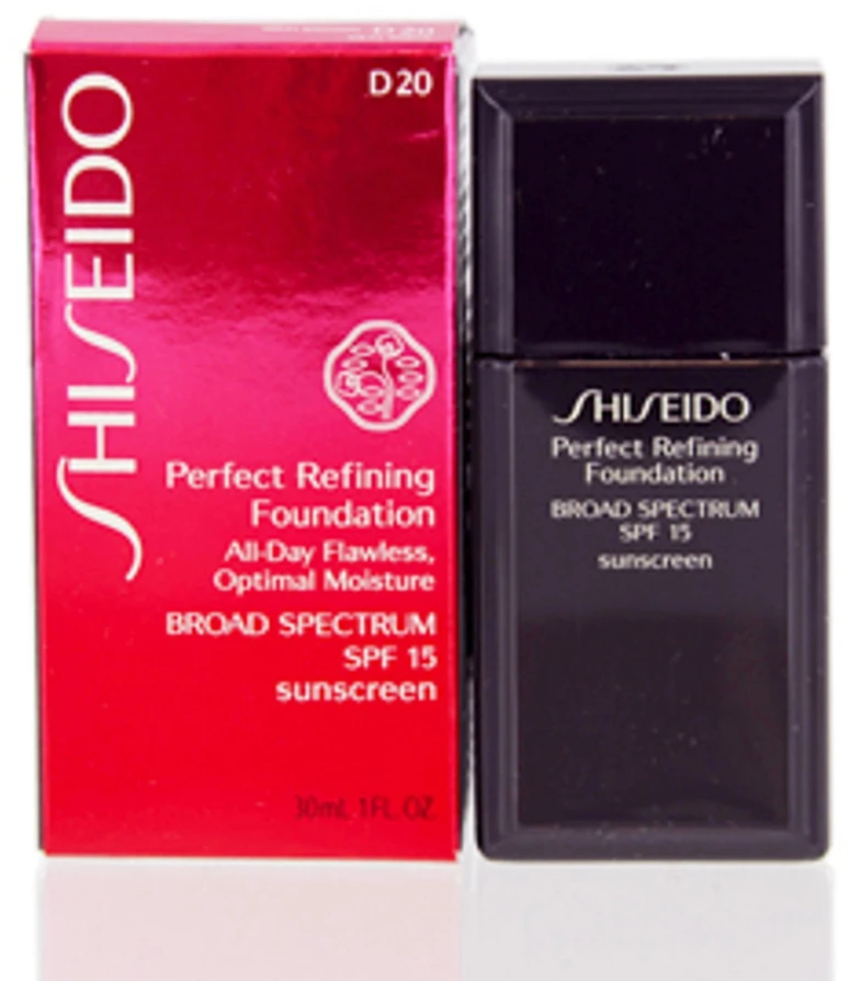 „Shiseido Perfect Refining“ drėkinamasis skystas makiažo pagrindas „D20 Rich Brown SPF 15“, 30 ml