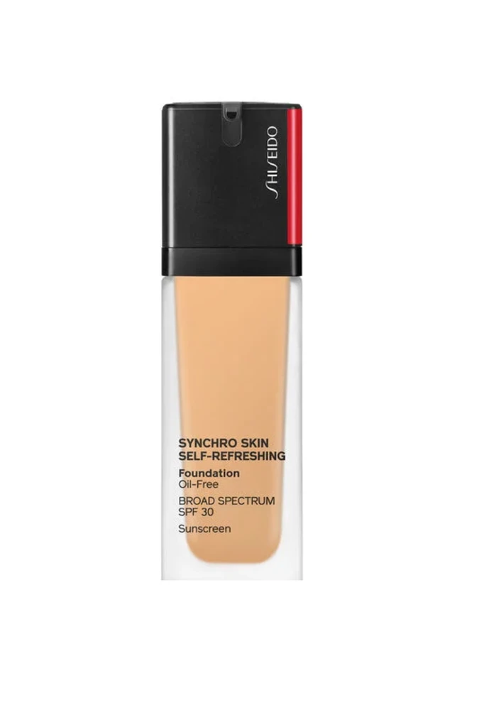 „Shiseido Synchro Skin“ gaivinantis skystas makiažo pagrindas be aliejaus, 350, klevo spalvos, SPF 30, 10 ml *Testuojamasis rinkinys